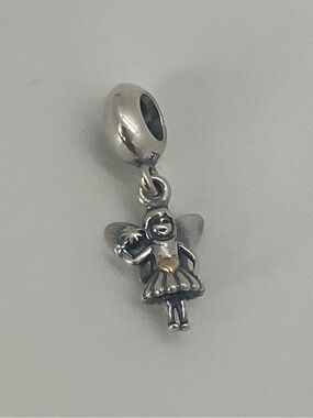 Pandora 925 ALE Fairy Tale Fairy Two Tone Yellow Gold Heart Bead | #791032